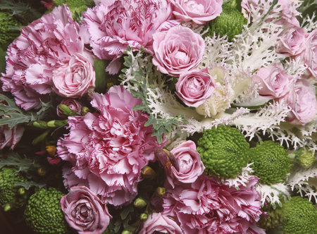 Delicate floral background of pale pink flowersの写真素材