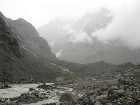 snow covered mountainsの写真素材