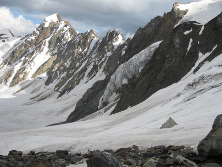 snow covered mountainsの写真素材
