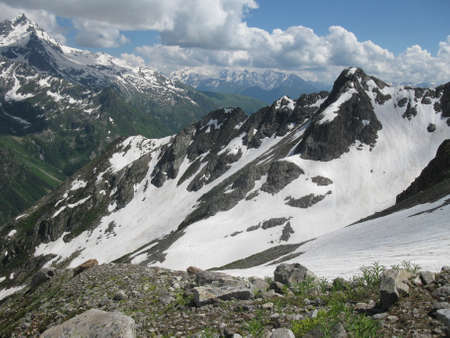 snow covered mountainsの写真素材