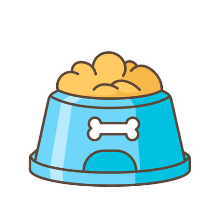 color icon, dog food in a bowlのイラスト素材