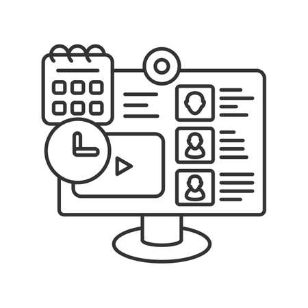 meeting scheduling, webinar, line iconのイラスト素材