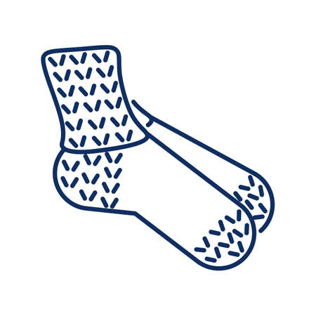 line icon, Hygge, knitted warm socksのイラスト素材