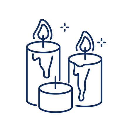 line icon, Hygge, three candlesのイラスト素材