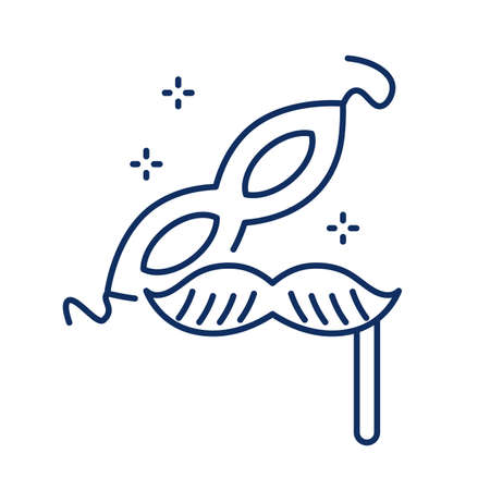 line icon, Hygge, carnival mask and mustacheのイラスト素材