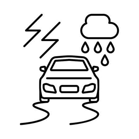 line vector icon, car accident, difficult weather conditions, for web design, templates and moreのイラスト素材