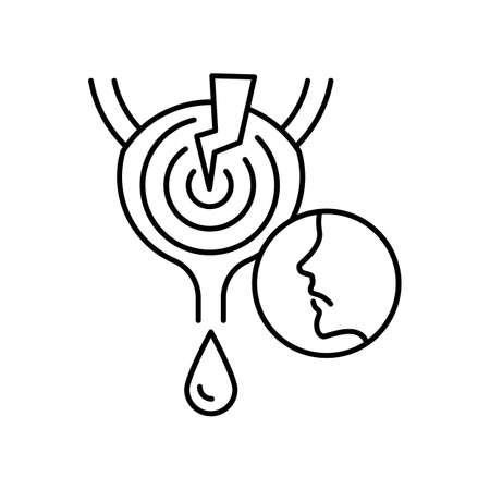 Severe bladder pain, spasm. Line icon for web design, templates and moreのイラスト素材
