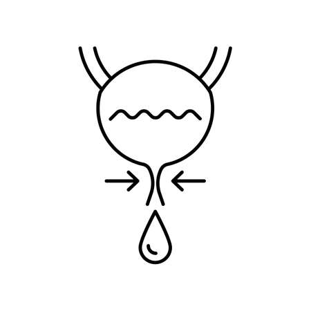 Obstruction of urine. Line icon for web design, templates and moreのイラスト素材