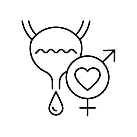 Urination during an intimate relationship. Line icon for web design, templates and moreのイラスト素材