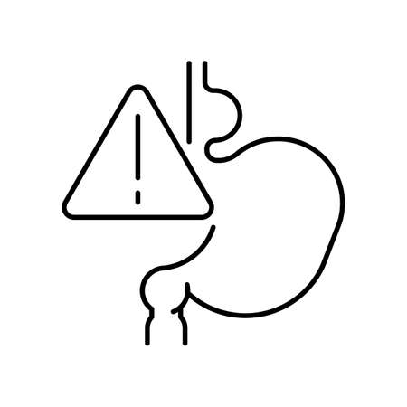 Symptoms of stomach problems. Line icon for web design, templates and moreのイラスト素材