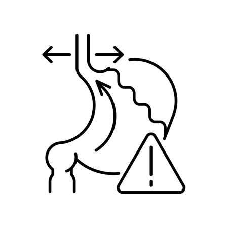 Symptoms of stomach problems. Line icon for web design, templates and moreのイラスト素材
