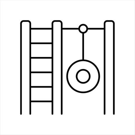 Kid amusement rings and stairs, line icon for web design, templates and moreのイラスト素材