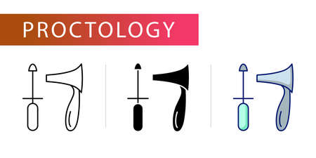 Anoscopy, Surgical anoscope, icons set (line, glyph, color) for web design, templates and moreのイラスト素材