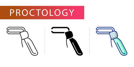 Biopsy forceps, Ligators, icons set (line, glyph, color) for web design, templates and moreのイラスト素材