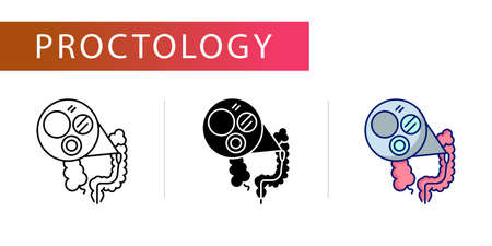 colonoscope camera, icons set (line, glyph, color) for web design, templates and moreのイラスト素材