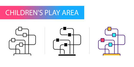 Bead maze toy, icons set (line, glyph, color) for web design, templates and moreのイラスト素材