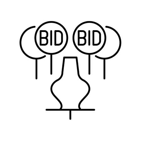 Forward auction, tender, auction, lot vase. Line icon for web design, templates and moreのイラスト素材