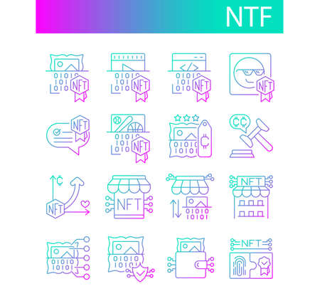NFT gradient icons set for web design, templatesのイラスト素材