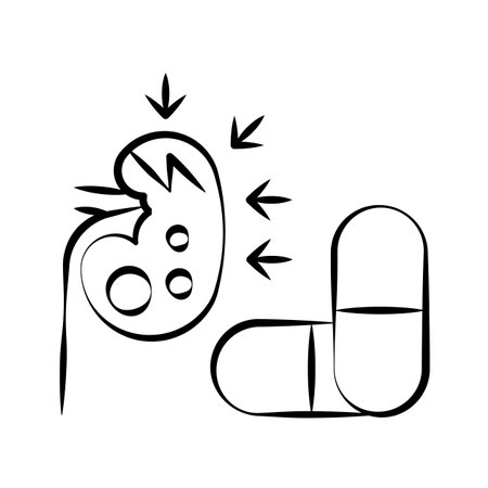 kidney problem, Causes, side effect of pills, serif line editable icons for web designのイラスト素材