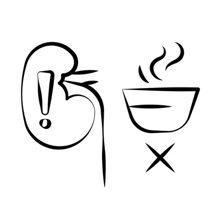 kidney problem, Symptoms, refusal to eat, loss of appetite, serif line editable icons for web designのイラスト素材