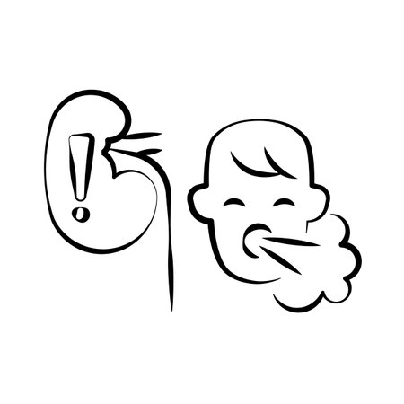 kidney problem, Symptoms, breathing problems, serif line editable icons for web designのイラスト素材