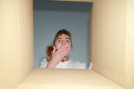 a woman talks on a video call on the window of the house