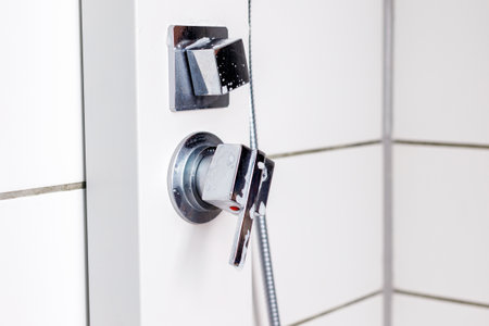 Close-up of Shower Water Valve Handleの写真素材
