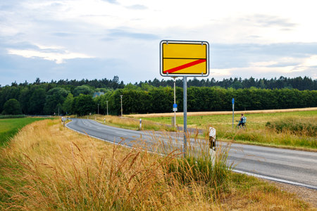 end of town road signの写真素材