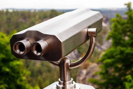 Up-Close Wildlife Observation with Stationary Binoculars in a National Parkの写真素材