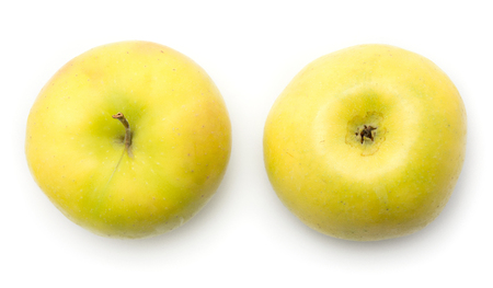 Two apples (Smeralda variety) isolated on white background top view
の写真素材