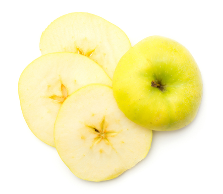 Sliced apple (Smeralda variety) isolated on white background top view four rings
の写真素材