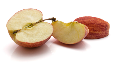 One cross section Gala apple half, two slices, isolated on white background
の写真素材