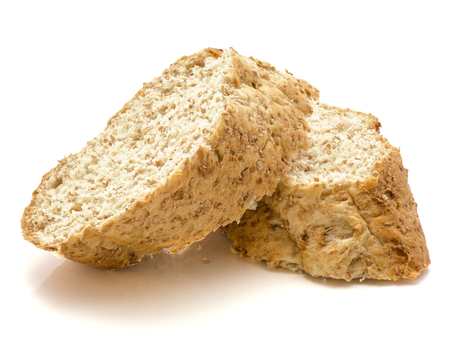 Two slices of wheat bran bread isolated on white background
の写真素材