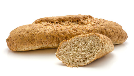 Wheat bran bread isolated on white background one whole bagel and slice
の写真素材