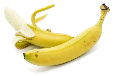 One whole banana, one opened, isolated on white background
の写真素材