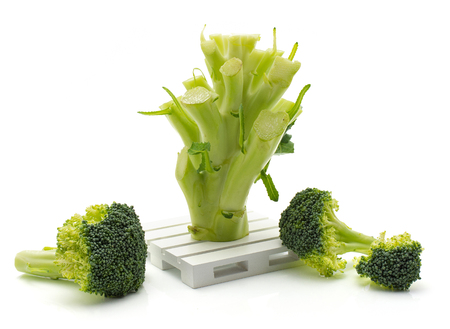 Fresh broccoli on a pallet isolated on white background trees composition
の写真素材