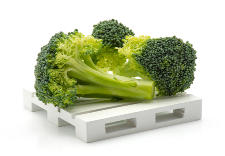 Fresh broccoli on a pallet isolated on white background
の写真素材