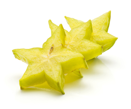 Sliced carambola isolated on white background three star slices
の写真素材