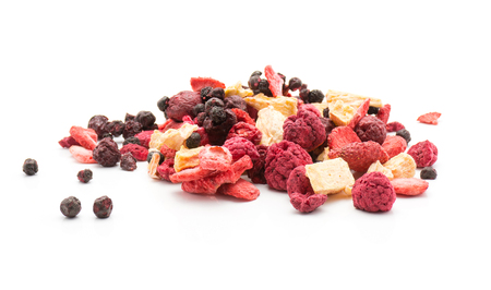 Freeze dried berries mix stack isolated on white background
の写真素材