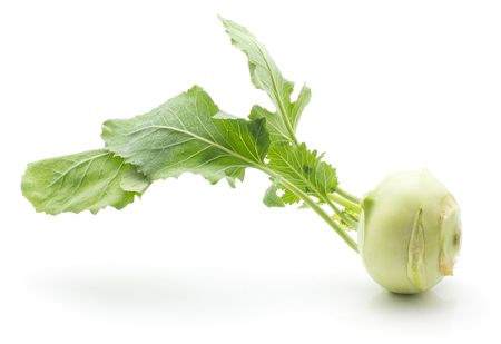 Kohlrabi (German turnip or turnip cabbage) with fresh leaves isolated on white background one bulb raw
の写真素材