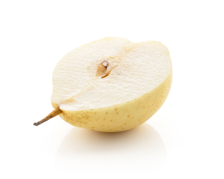 Nashi pear one half (Russet pear) isolated on white background yellow cross section
の写真素材