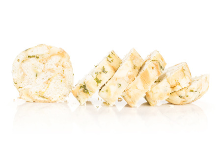 Sliced Calsbad bread dumpling isolated on white background fresh steamed
の写真素材