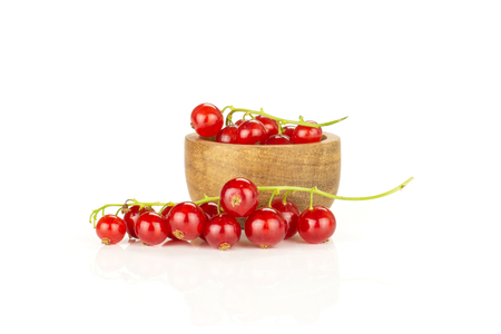 Red currant berry isolated on whiteの写真素材