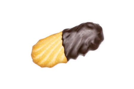 One whole lazy cookie with chocolate flatlay isolated on white backgroundの写真素材