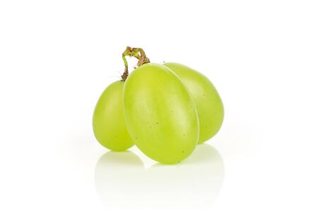 Group of three whole fresh green grape isolated on white backgroundの写真素材