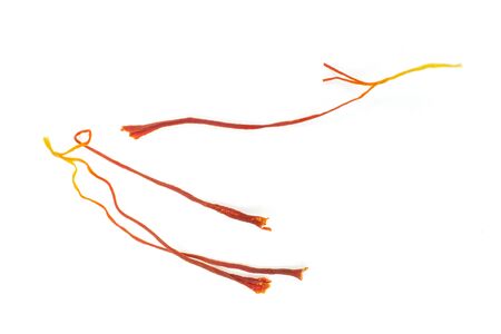 Group of two whole dry shaffron thread flatlay isolated on white background