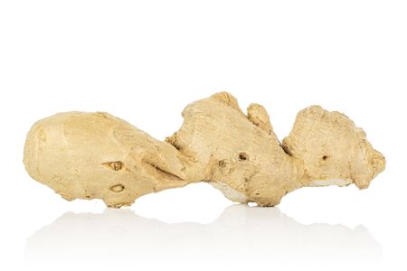 One whole light fresh brown ginger isolated on white background