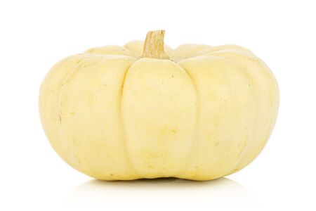 One whole white beautiful decorative gourd isolated on white backgroundの写真素材