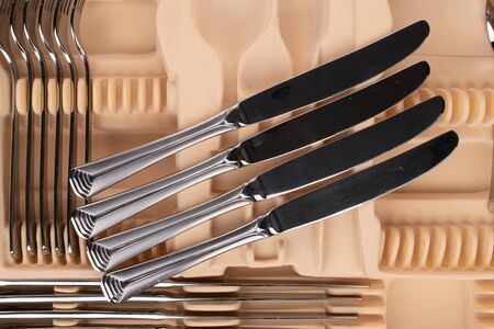 Group of four whole knife on box