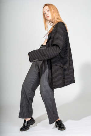 White european woman on whiteの写真素材